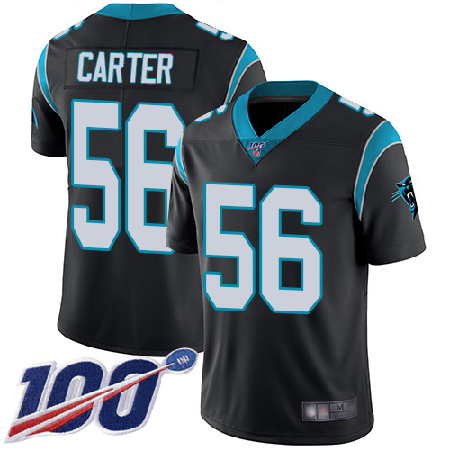 Carolina Panthers Limited Black Youth Jermaine Carter Home Jersey NFL Football #56 100th Season Vapor Untouchable